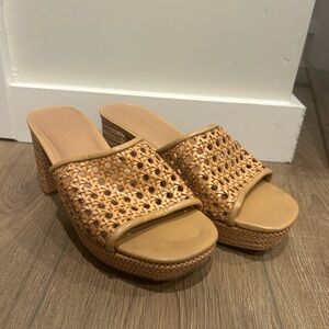 Tan Woven Slide Sandals